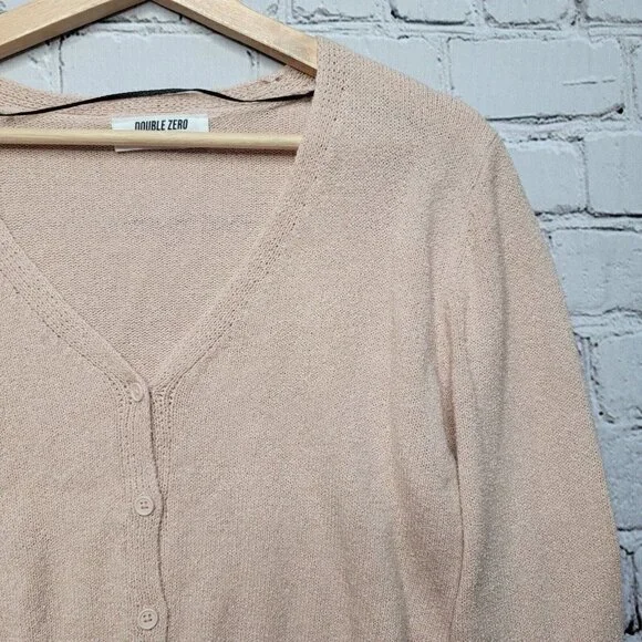 Double Zero Ballerina Pink Cropped Cardigan Sweater Size L - Picture 4 of 12